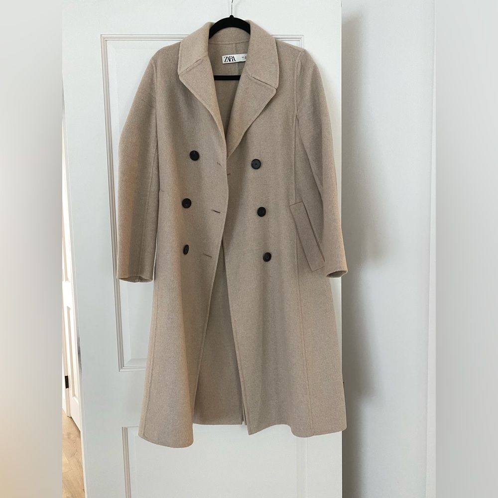 Zara Tan Double-Breasted Coat